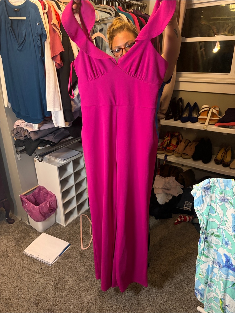 Sleeveless Maxi Dress in Bold Fuchsia — Elegant V-Neck Silhouette
